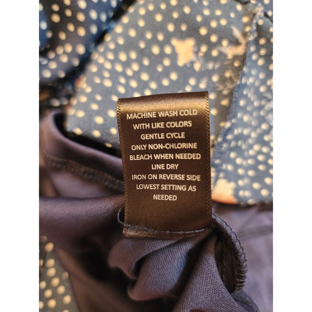 Trixxi Navy Blue Polka Dot Floral Romper Short Sleeve Tie Back Size S 12W6235PVD - Picture 4 of 5
